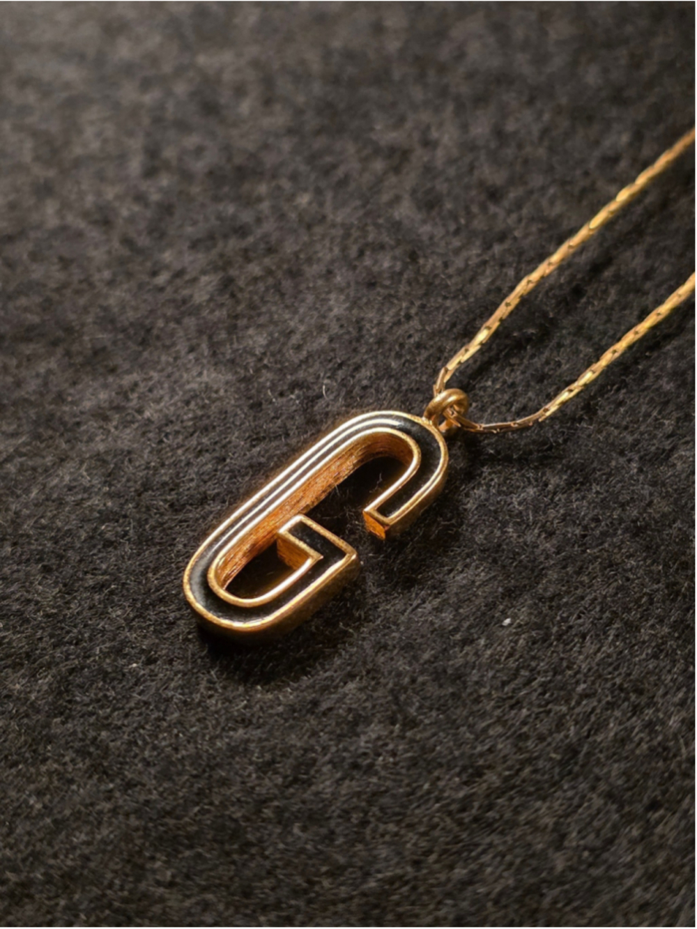 Givenchy 1981 Black Enamel G Logo Necklace